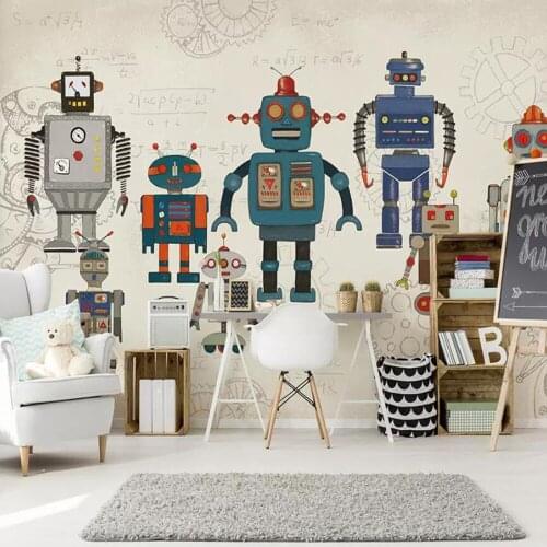 Milofi custom 3D wallpaper mural Nordic cartoon robot childrens room living room bedroom background wall decoration painting wa