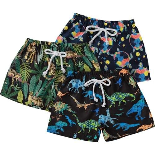Boys Beach Shorts Animal Printed Draswstring Casual Shorts Summer Fashion Children Boy Short Bottoms Beach Wear 1-5Years