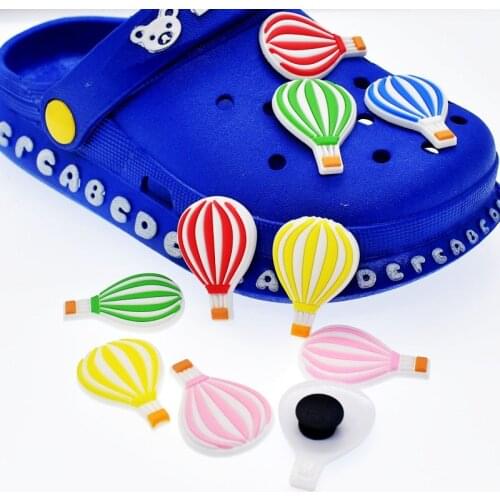 10PCS PVC Shoes Charms Hot Air Balloon Blue Red Green Fits For Croc Clog Shoes Wristband Bracelet Clog Charms Kids Gift
