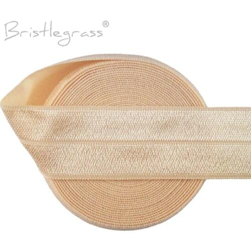 BRISTLEGRASS Wholesale 50 Yard 1" 25mm Solid Shiny Fold Over Elastics FOE Spandex Satin Band Hair Tie Headband Dress Sewing Trim
