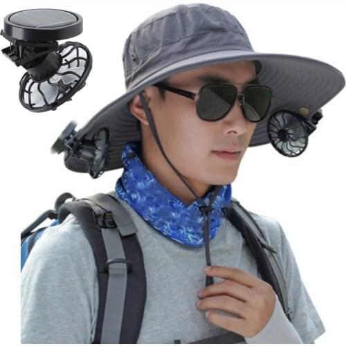Clip-on Hat Mini Solar Fan & Baseball Cap for Travelling Summer Portable B