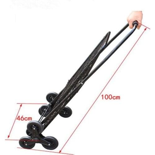 Durable Iron Climb Stairs Shopping Cart Home Elderly Trailer Portable Folding Trolley Saving Place Easy Cleaning Storage Cart
