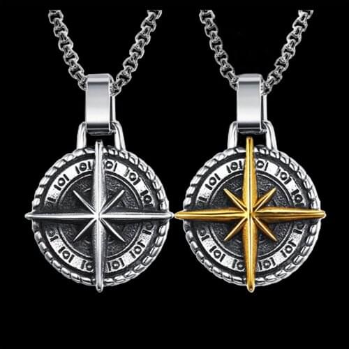 Dropshipping Chain Cool fashion 316 Stainless Steel North Viking Pendant Mens Compass Necklace Boyfriend Gift 246