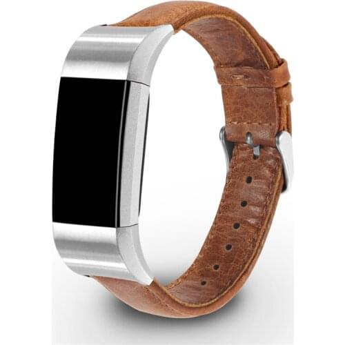 Genuine Leather Watch Band Bracelet For Fitbit Charge 2 Wrist Brown Coffee Strap For Fitbit Charge 2 Wristband with Connector