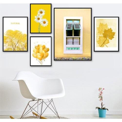 Daisy Ginkgo Tree Maple Balloon Window Wall Art Canvas Painting Nordic Posters And Prints Wall Pictures For Living Room Decor