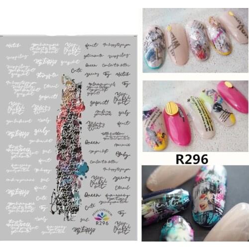 Self-adhesive 3D Stickers for Nails Black White Letter Nail Art Decorations Small Size Fashion Stickers Women Girl Nail Foil