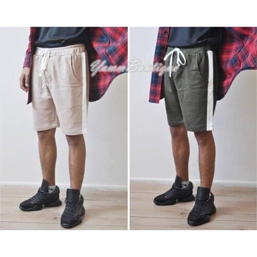 Side Stripped Mens Low Crotch Droprise Jersey Front Buttom Pocket Short / Casual Harem Short Trouser
