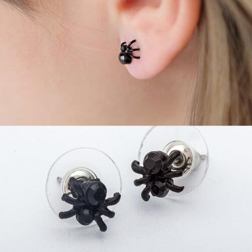 30 pairs/lot Black Spider Stud Earrings Cute Animal Earring Women Men Ear Fashion Jewelry Accessories Punk Pendientes