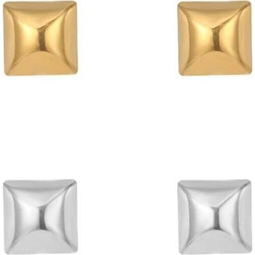 Stainless Steel Square Block Gold Women Stud Earrings Jewelry Minimalism Mini Women Girls Party Earrings Gift For Him