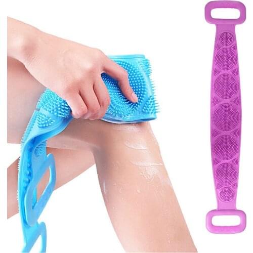 Silicone Brushes Bath Towels Rubbing Back Mud Peeling Body Exfoliating Massage Shower Extended Scrubber Skin Clean Brushes