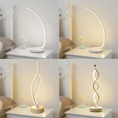 Bedroom Beside Lamp18W Modern LED Table Lamp Spiral Wave Shape Night Light Spiral Wave Curve Design Bedroom Lighting Decor