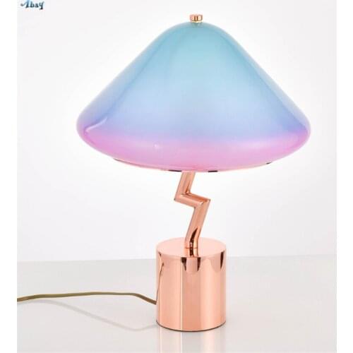 Modern Mushroom Table Lamps Design Dazzling Glass Rose Gold Study Living Room Bar Girl Princess Room Bedside Desk Light Fixtures