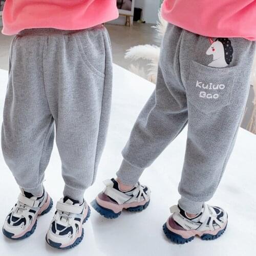 4 Colors Cartoon Sweatpants For Girls Elastic Waist Children Trousers Unicorn Boys Girls Pants Spring Autumn Cotton Kids Clothes