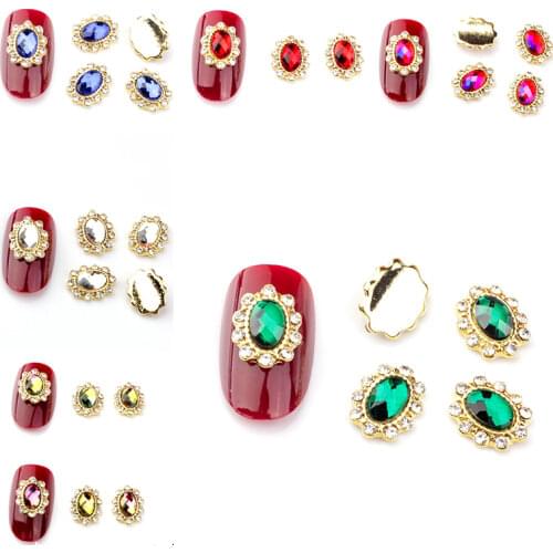 5psc/lot Nail Rhinestone AB Crystal Alloy Nails Stone Gems Holographic Effect Charm DIY Nail Supplies 3D Nail Art Decorations