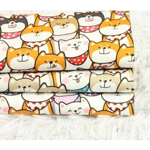 Handmade DIY Bag Garment Dress Print Half Yard Thin Cotton Fabric with Cute Sewing Material 100% Cotton Brocade Fabric Plain Dog