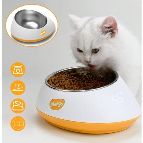 Smart Pet Cat Food Weighing Bowl Dogs Measuring Cat Feeder Automatic Food Container Raised Cat Bowls Digital Lcd Scale Dispenser