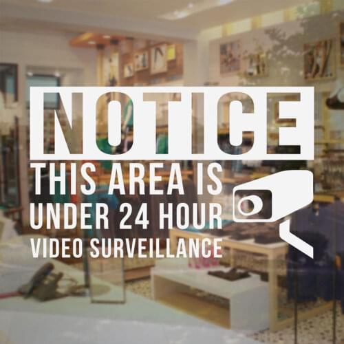 Video Surveillance Sign Store Business Quotes Notice This Area Is Under 24 Hour Video Surveillance- Vinyl Sticker Sale NW13