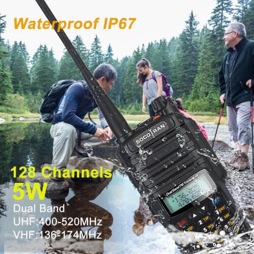 SOCOTRAN UV 12R Plus Waterproof Walkie Talkie Dual Band VHF UHF High Power talkie walkie Ham Radio FM Transceiver UV12R