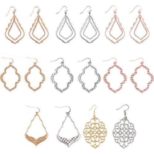 ZWPON Baroque Teardrop Earrings for Women 2020 Hammered Metal Lattice Dangle Earrings Statement Trendy Jewelry Wholesale