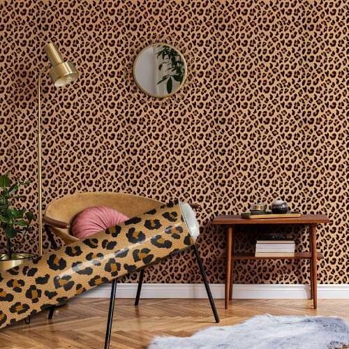 1 Roll 40x250cm Sexy Leopard Grain Leather Effect Wallpaper Self-adhesive Removable Animal Faux Effect Peel and Stick Wallpaper