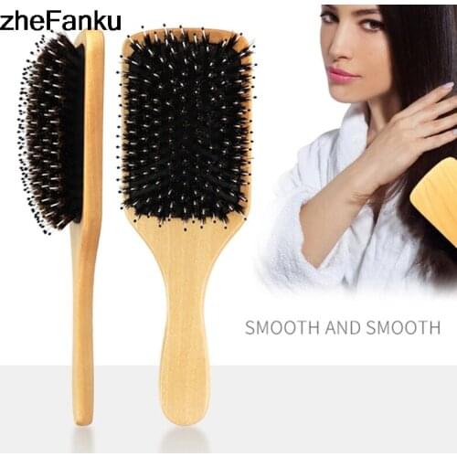 1Pc Natural Healthy Wooden Handle Needle Bristle Massage Scalp Anti-static Hair Brush Comb Improve Hair Loss Comb Tool
