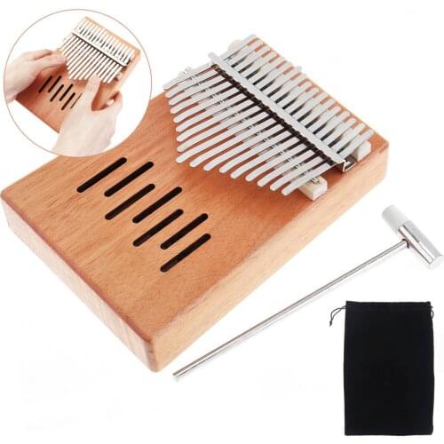 17 Key Kalimba Single Board Natural Mahogany Waterfall Sound Hole Mbira Mini Keyboard Instrument