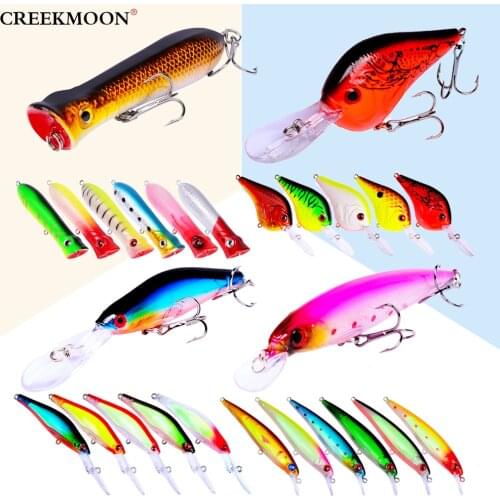 30pcs/lot Multi Fishing Lures Set Mixed Colors Plastic Hard Baits Kit Minnow Crankbait Popper Fish Tackle Wobbler Spoon Pesca