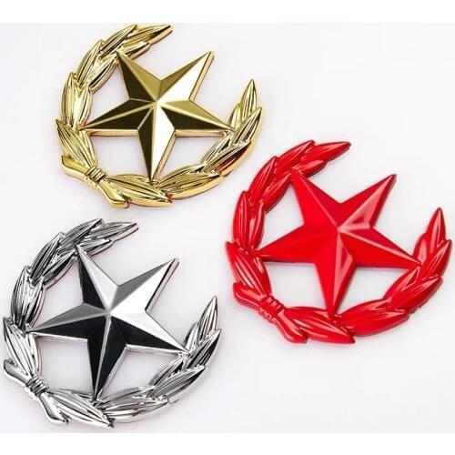 3D Pentagram Metal Car Sticker Logo Emblem Badge Car Styling Sticker For Universal Cars Motorcycle Decorative Accessories