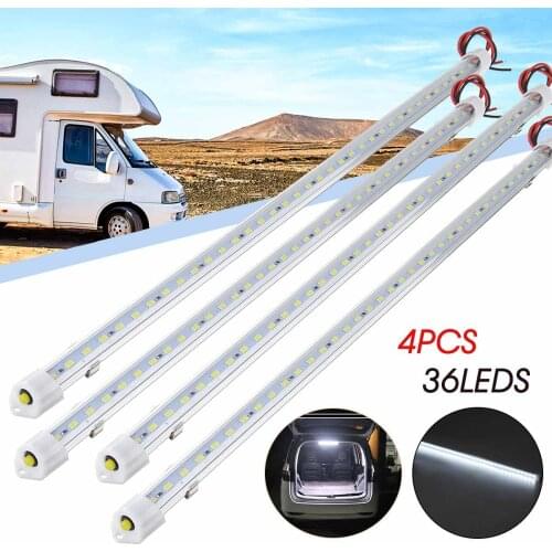 4pcs 30cm 50cm 12V 24V LED Car Interior Light Bar Bright White Light Tube Switch for RV Camper Boat Van Lorry Truck Caravan