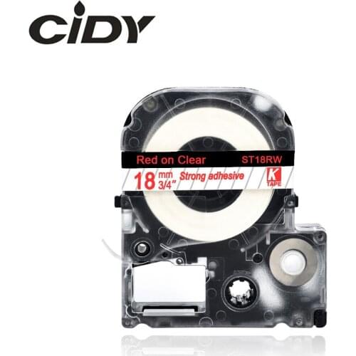 18mm Red on Clear ST18RW LC-5TRW adhesive ribbon label tape for kingjim/epson label maker LW300 LW400 LW-600P