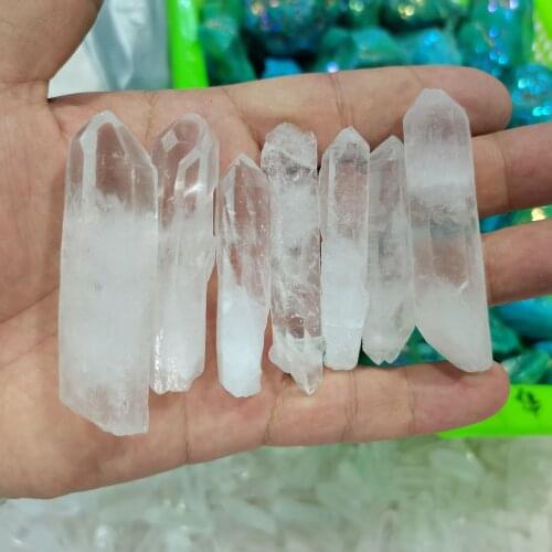 7pcs Natural crystal clear white quartz point bar specimen Raw Stone Backbone Mineral Specimen Magic Wand Healing