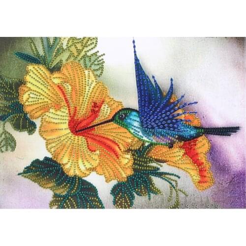 Bird Flower 5D Special Shaped Crystal Rhinestone Diamond Painting DIY for Room Decoration 40 x 30 cm
