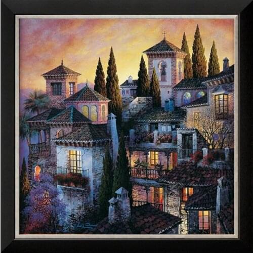 Diamond mosaic full diamond embroidery beads Cottage house tree Belfry diamond cross stitch crystal Square diamond sets unfinish