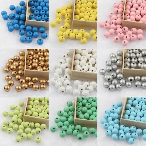 50-200pcs 8 10 12mm Mixed Color Wood Beads With Hole Round Balls Loose Spacer Beads for Jewelry Making DIY Bracelet Accessories