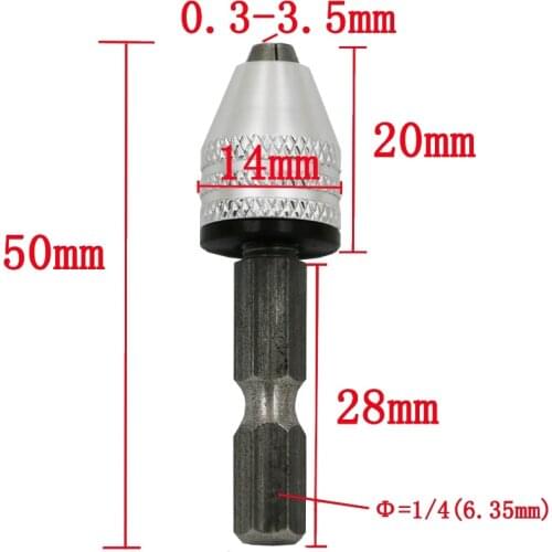 1/4"6.35mm Inch Keyless Drill Bit Chuck Quick Change Adapter Converter Hex Shank Capacity Range 0.3mm-3.5mm Drill Chuck