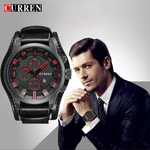 CURREN Punk style Luxury Quartz Men Watches Fashion Leather Strap Watch Mens Casual Date Sport Military Male Clocks часы мужские