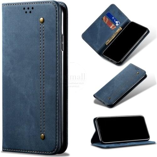 Denim Leather Wallet Cases For Iphone 12 Case Magnetic Book Closure Flip Cover For Iphone 12 Pro Max Card Holder Fundas