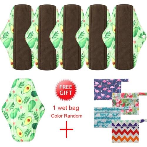 Macaron Color Reusable Pads bamboo Charcoal Sanitary Pads Mama Menstrual Cotton Pads Washable Panty Liner Pads Health 7PCS/Set