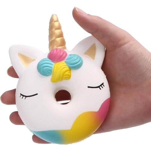 Childs Decompression Toys Cute Big Donut Unicorn Jumbo Squishy Squeeze Fun Toy Pu Doughnut Squeeze Donut Antistress Toys