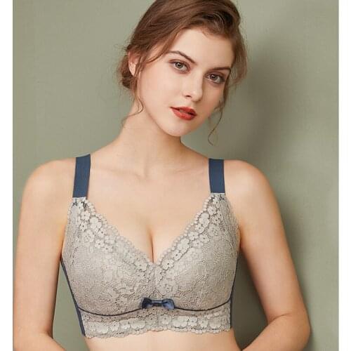 Womens 3/4 cup Wire Free Non-Foam Lace Bra Latex ingredients bra 34 36 38 40 B C D E