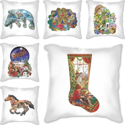 Home Sofa Children Room Decor Butterfly sock deer horse map peacock eagle Print Cojines Cushion Cover Soft Plush Pillow Case