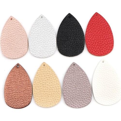 DoreenBeads Fashion PU Leather Pendants Drop Golden Pink Gray Brown Jewelry DIY Charms 58mm(2 2/8") x 36mm(1 3/8"), 10 PCs