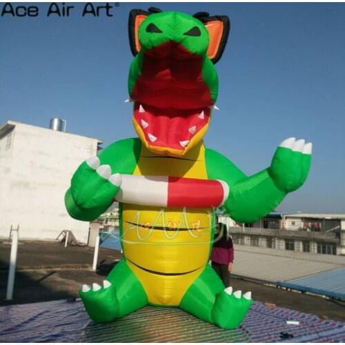 Giant 5m h inflatable crocodile model,standing crocodile cartoon replica with swim ring for outdoor events In Turkey