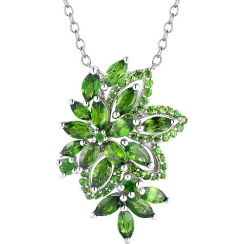 GZ ZONGFA High Quality Natural Chrome Diopside Gem Jewelry Accessories Sterling Silver 925 Pendant Necklace