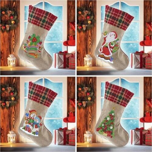 Huacan DIY Diamond Painting Christmas Stocking Special Shaped Diamond Embroidery Mosaic Home Decor Child Gift