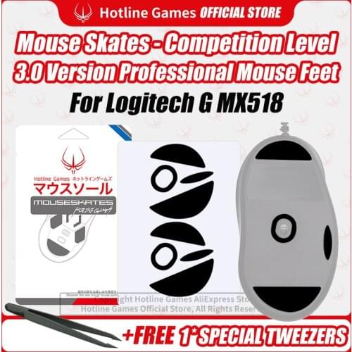 Hotline Games 3.0 Competition Level Mouse Skates Mouse Feet Pad Replacement Feet for Logitech G MX518 0.28mm/0.75mm Thickness