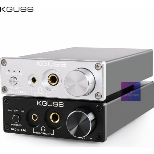 KGUSS DAC-K3 Headphone DAC AMP Stereo 2.0 Channel w/ PC-USB Optical Coaxial Input & RCA Output 6.35mm Earphone, DC 12V, US/EU