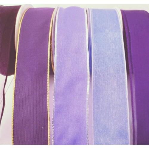 4cm Purple Series Color Change Effect Flash Gold Lace Stripe Iron Wire Ribbon Ribbon Christmas Venue Ceremony Decoration 371