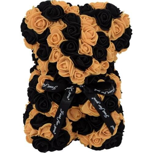 Rose Bear 25cm 10 Inches Artificial PE Foam Flower Teddy Handmade Gift for Valentine Birthday Girlfriend Wedding Decoration