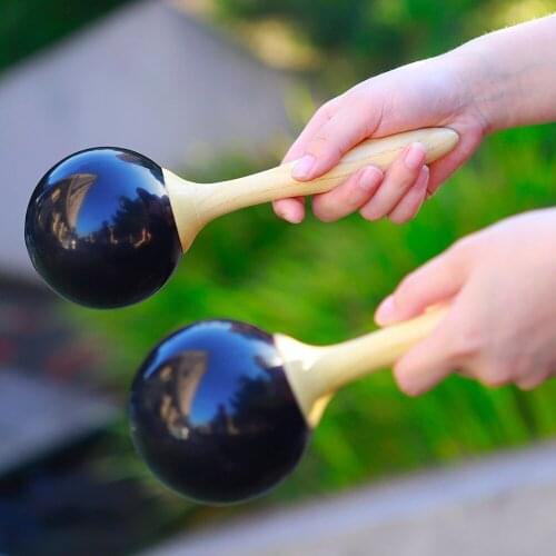 Orff Musical Instruments Black Sand Hammer Maraca Rattle Ball Large Shaker Toy Kids Educational Gifts Percussion for Party